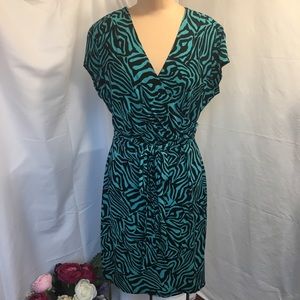Nicole Mock Wrap Animal Print Knit Dress Sz XL
